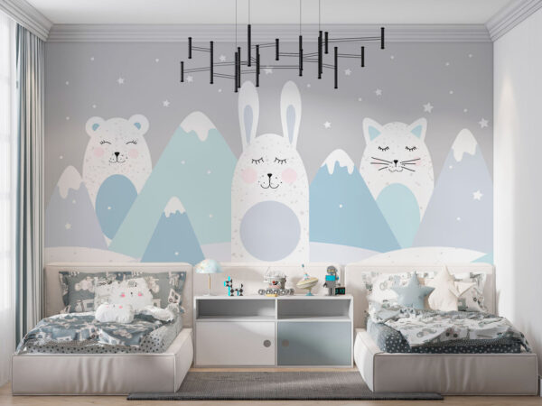 Wall mural Wall mural A group of animals in a snowy landscape (SKU: u98135v1)