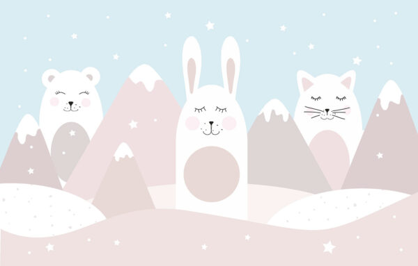 A group of animals in a landscape A group of animals in a landscape