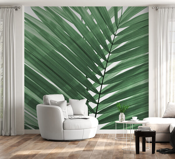 Lush green palm leaves against white. Lush green palm leaves against white.