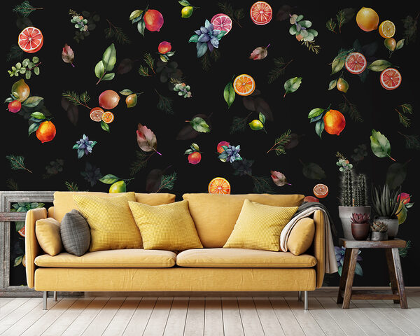Wall mural Wall mural A pattern of fruit and leaves (SKU: u98770)