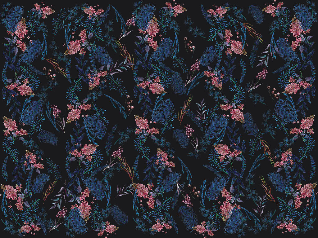 A pattern of flowers and leaves A pattern of flowers and leaves