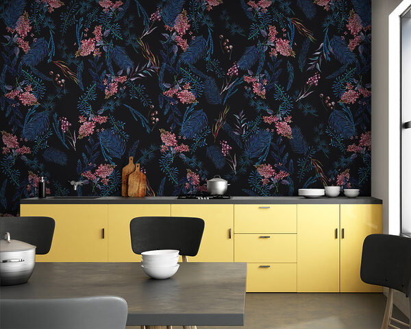 A pattern of flowers and leaves A pattern of flowers and leaves