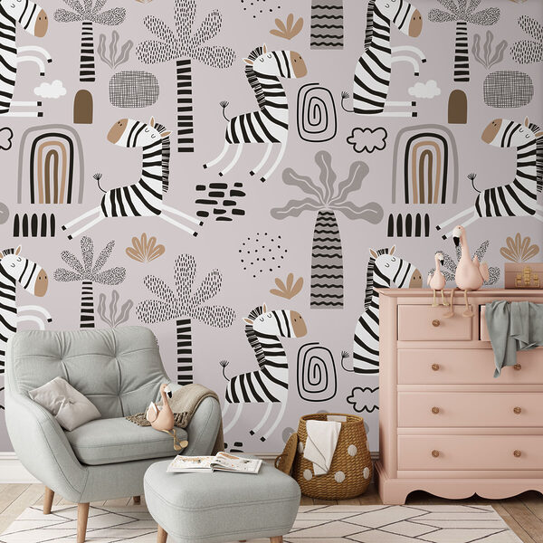 A pattern of zebras and trees A pattern of zebras and trees