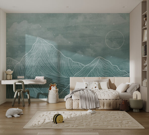 A mountain range with clouds and sun A mountain range with clouds and sun