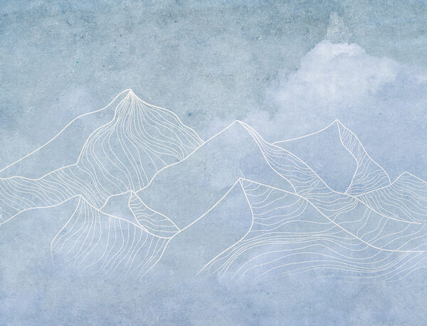 A drawing of mountains with clouds A drawing of mountains with clouds