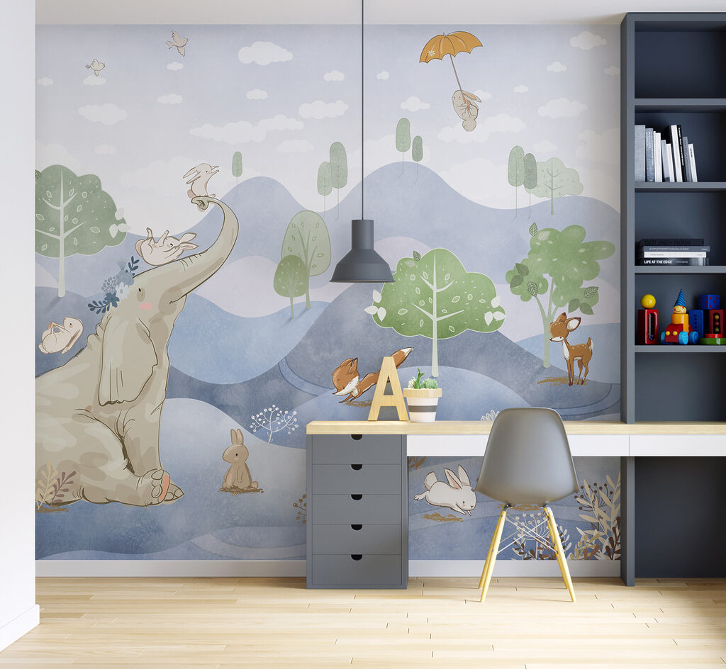 An elephant and rabbits in a forest u98695v1pir2 1024x944 - An elephant and rabbits in a forest
