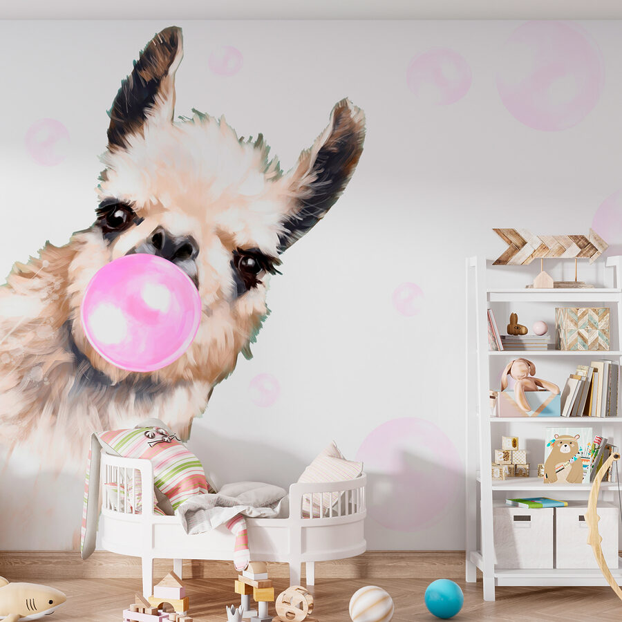 A llama blowing a bubble A llama blowing a bubble