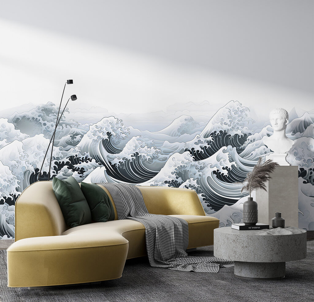 Waves in the ocean with waves