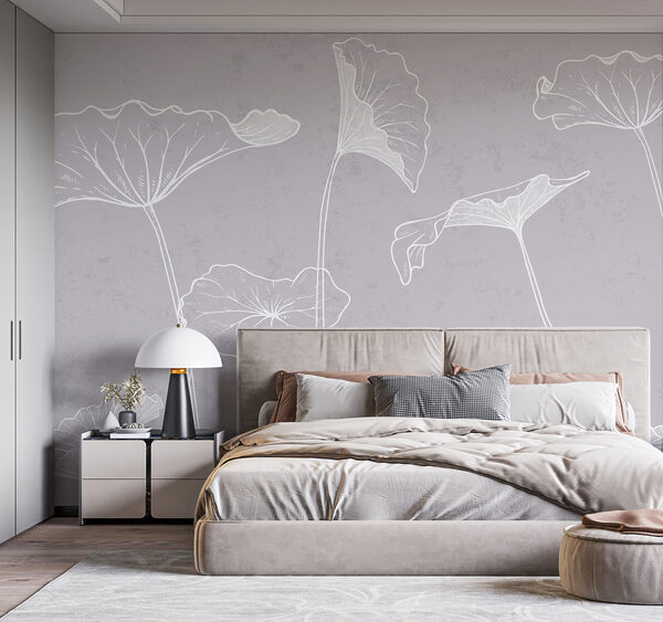 Wall mural Wall mural A white flowers on a gray background (SKU: u98684)