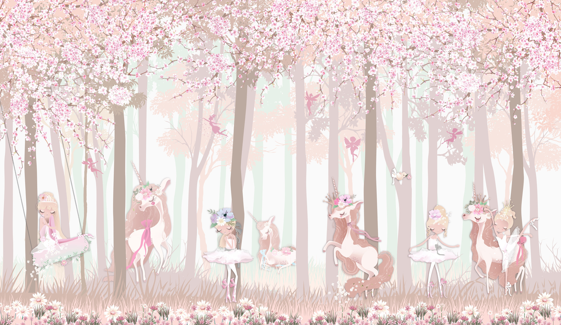 A wallpaper with a group of unicorns and fairies u98694p - A wallpaper with a group of unicorns and fairies