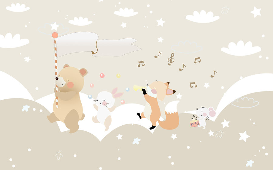 A cartoon animal playing music A cartoon animal playing music