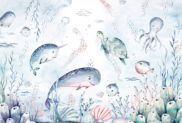 A watercolor sea creatures A watercolor sea creatures