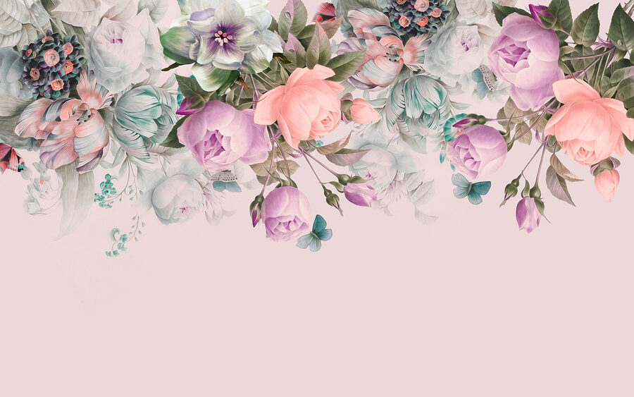 Wall murals Delicate blooms on soft pink backdrop. - Image 4