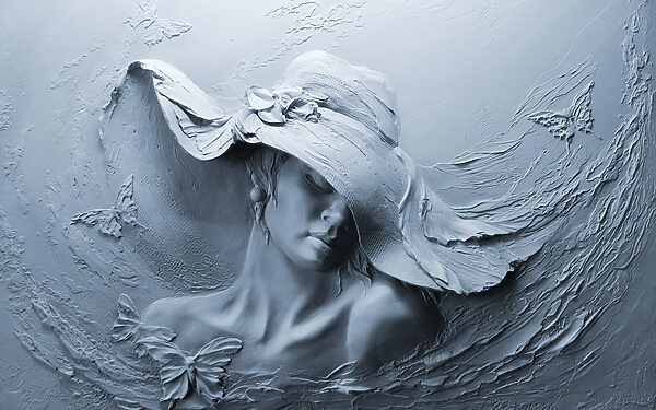 A sculpture of a woman in a hat A sculpture of a woman in a hat