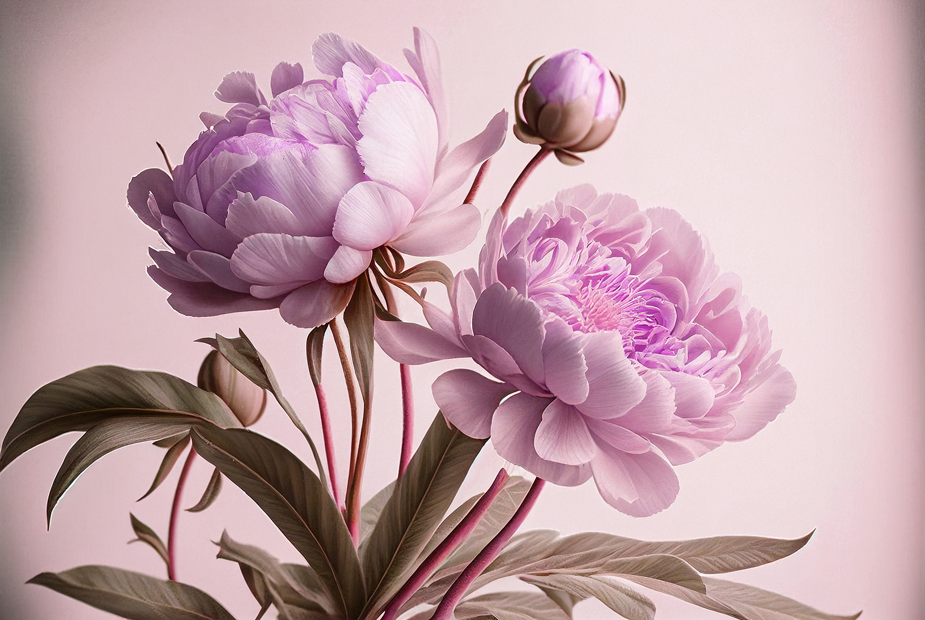 Elegant pink peonies in soft bloom
