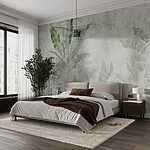 Wall mural Textured leaves on a muted background