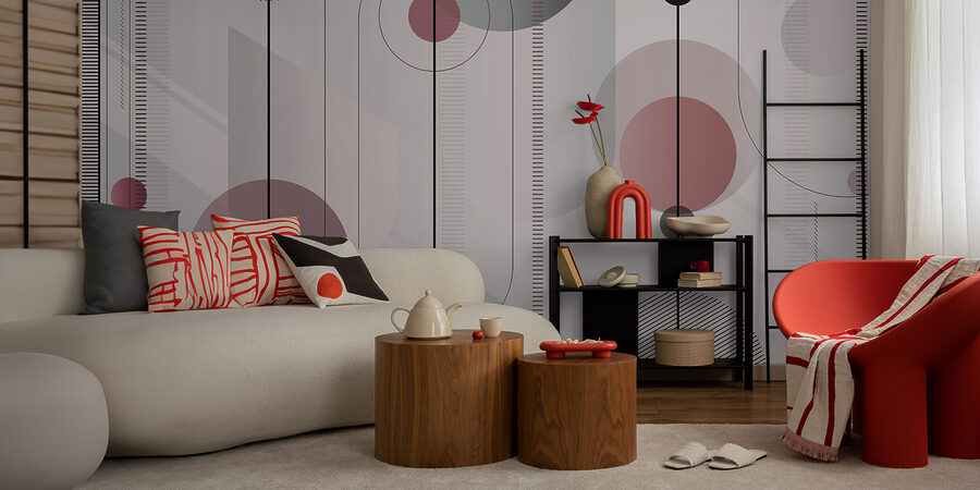 Wall murals Abstract shapes in soft color palette.