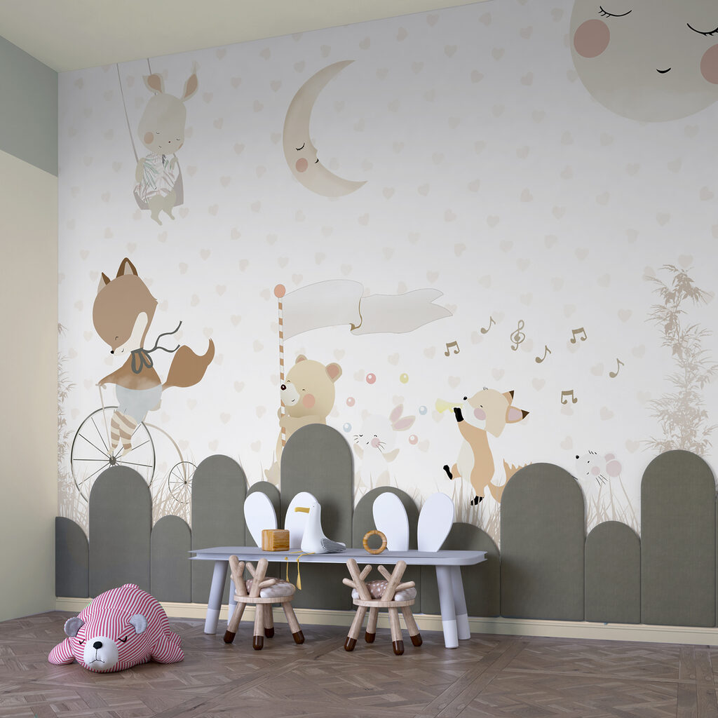 A wallpaper with animals and moon