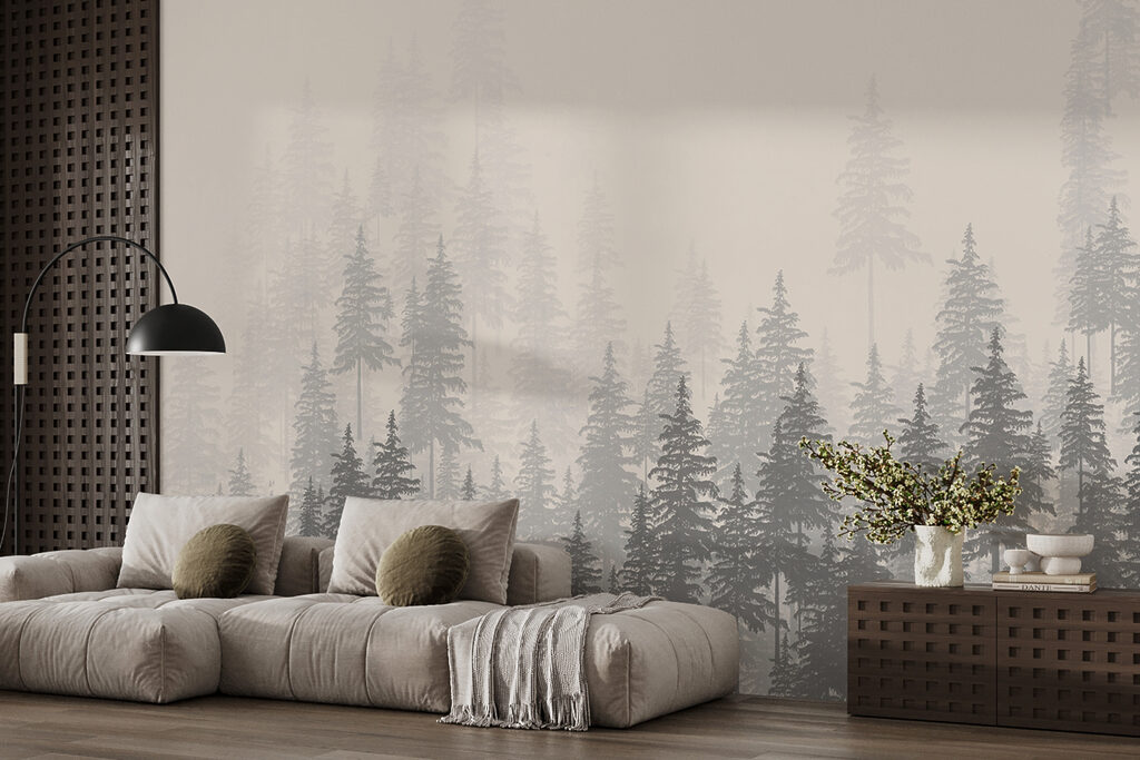 A group of trees in a forest A group of trees in a forest