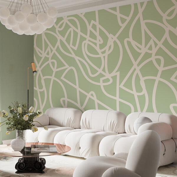 Wall mural Wall mural A pattern of white lines on a green background (SKU: u99097v2)