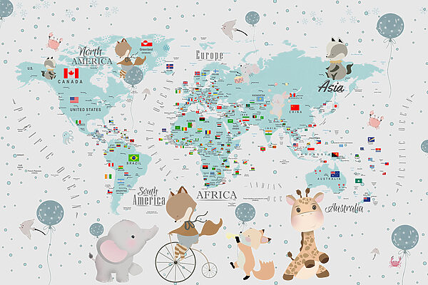 A map of the world with animals u99228p 600x400 - A map of the world with animals