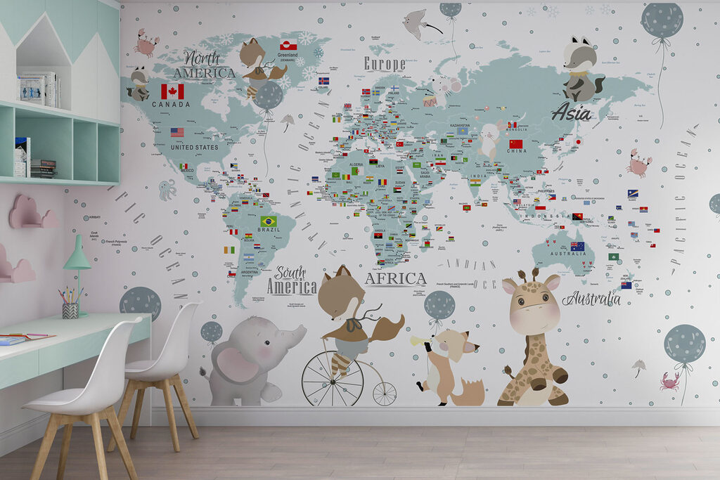 A map of the world with animals u99228pir445mr 1024x683 - A map of the world with animals