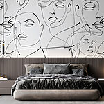 Wall murals A pattern of black lines on a white background