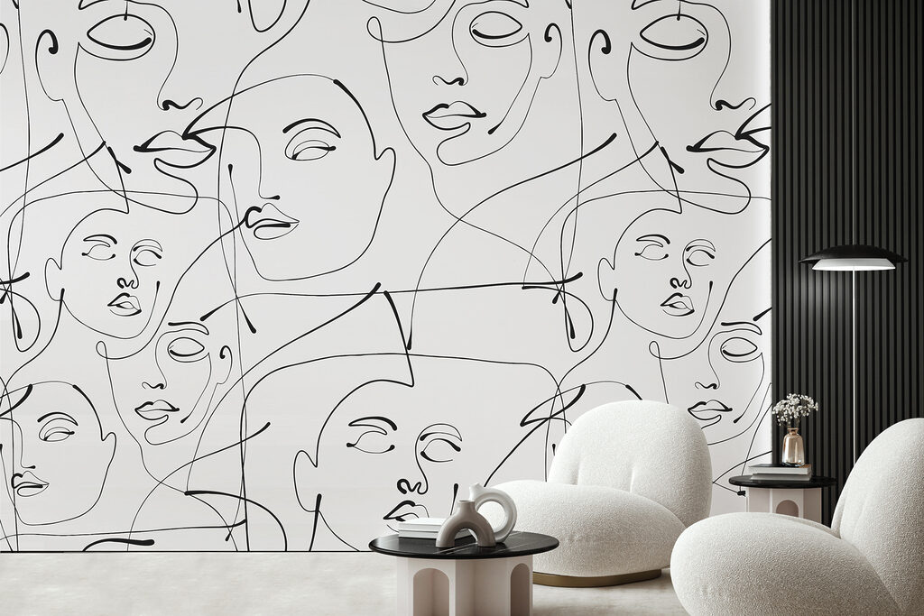 A pattern of black lines on a white background A pattern of black lines on a white background