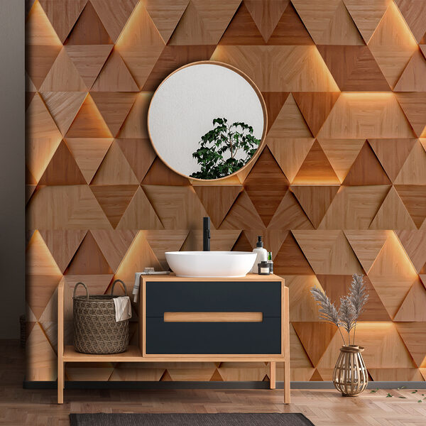 A wall with a pattern of triangles A wall with a pattern of triangles