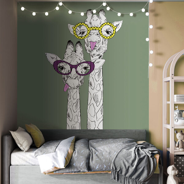 Wall mural Wall mural A couple of giraffes wearing glasses (SKU: u99418v2)
