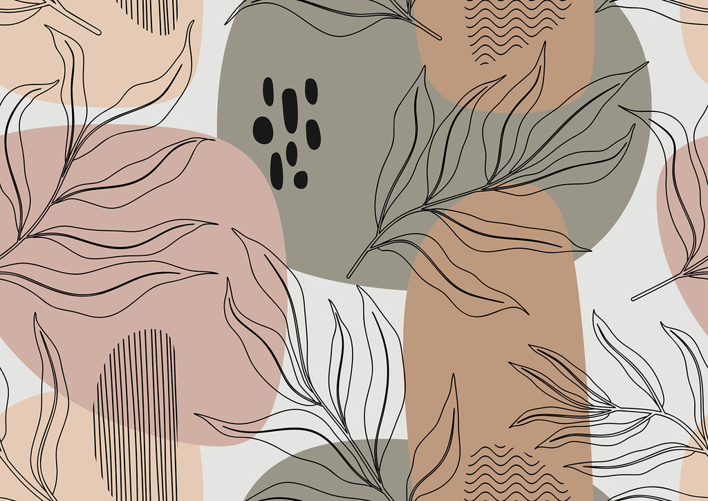 A pattern of leaves and shapes A pattern of leaves and shapes