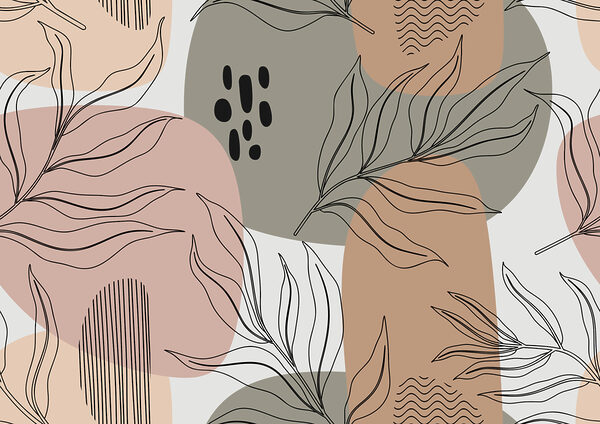 A pattern of leaves and shapes A pattern of leaves and shapes