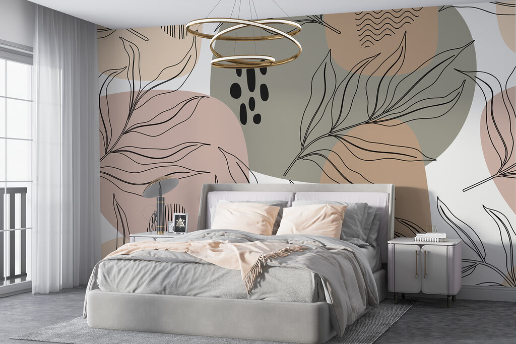 A pattern of leaves and shapes A pattern of leaves and shapes