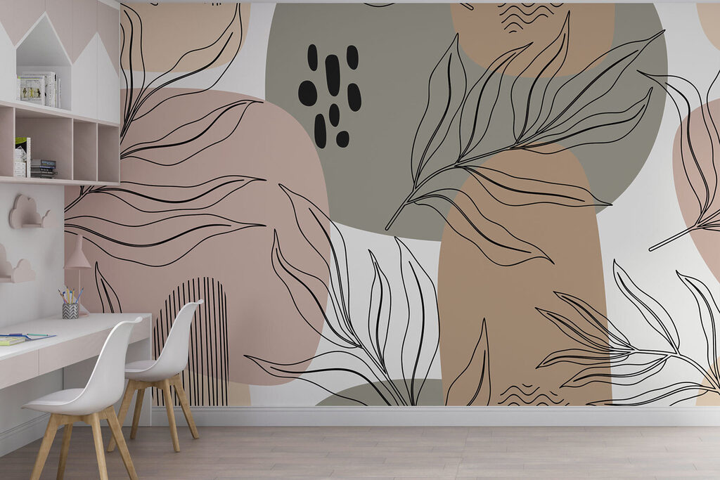 A pattern of leaves and shapes A pattern of leaves and shapes