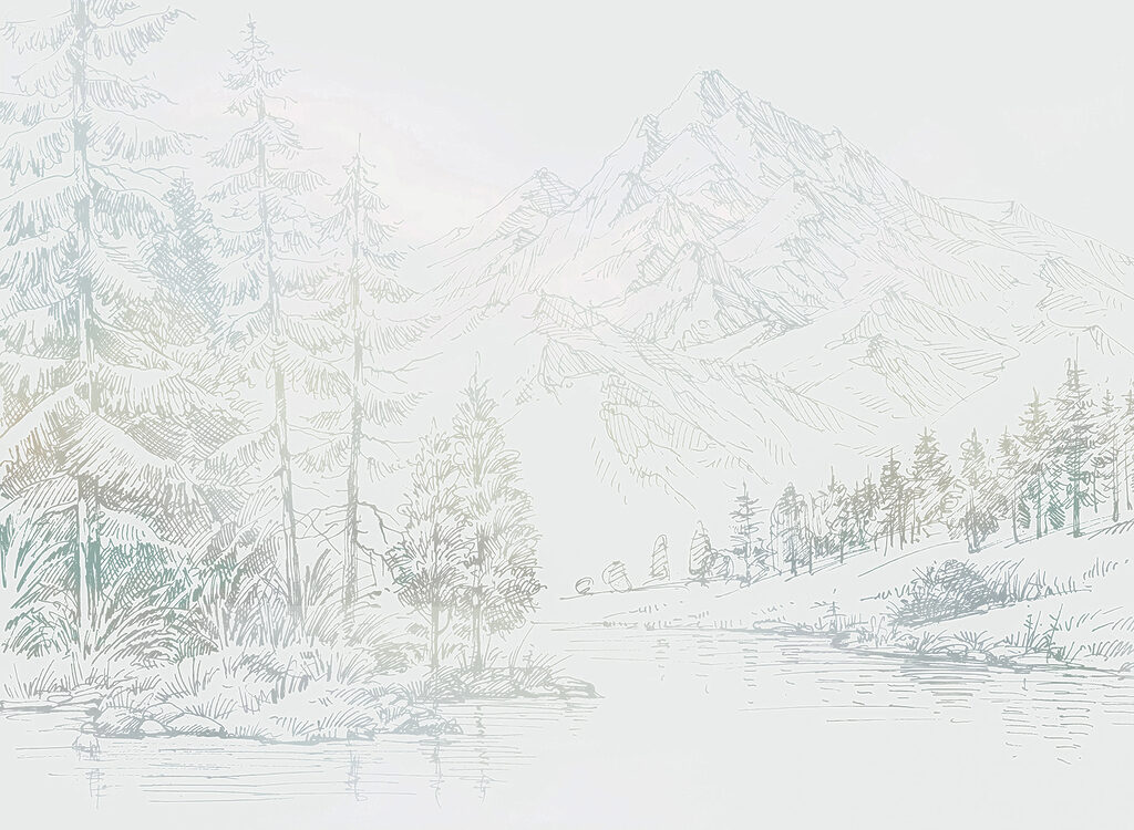 A river with trees and mountains in the background A river with trees and mountains in the background