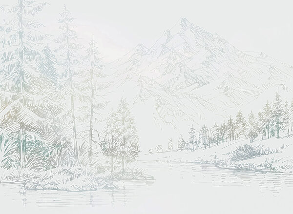 A river with trees and mountains in the background A river with trees and mountains in the background