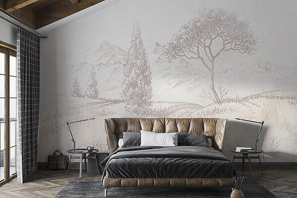 Wall mural Wall mural A drawing of a river running through a field (SKU: u99570)