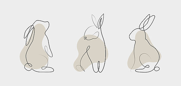 A line drawing of a rabbit A line drawing of a rabbit