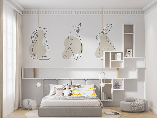 A line drawing of a rabbit A line drawing of a rabbit