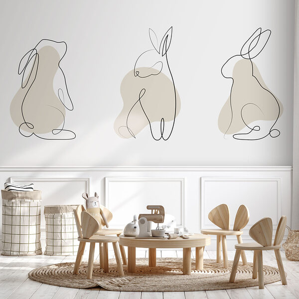 A line drawing of a rabbit A line drawing of a rabbit
