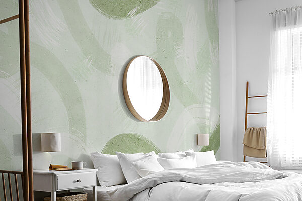 Wall mural Wall mural A white surface with green paint strokes (SKU: u99656v2)