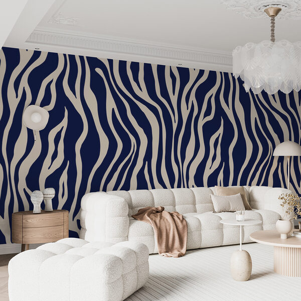 A blue and white zebra print A blue and white zebra print