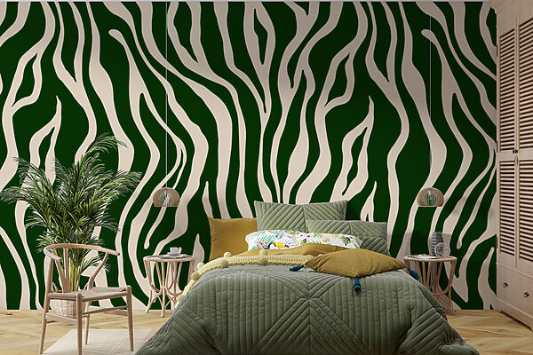 A green and white zebra print