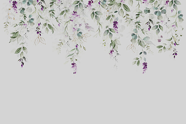 A painting of leaves and flowers A painting of leaves and flowers