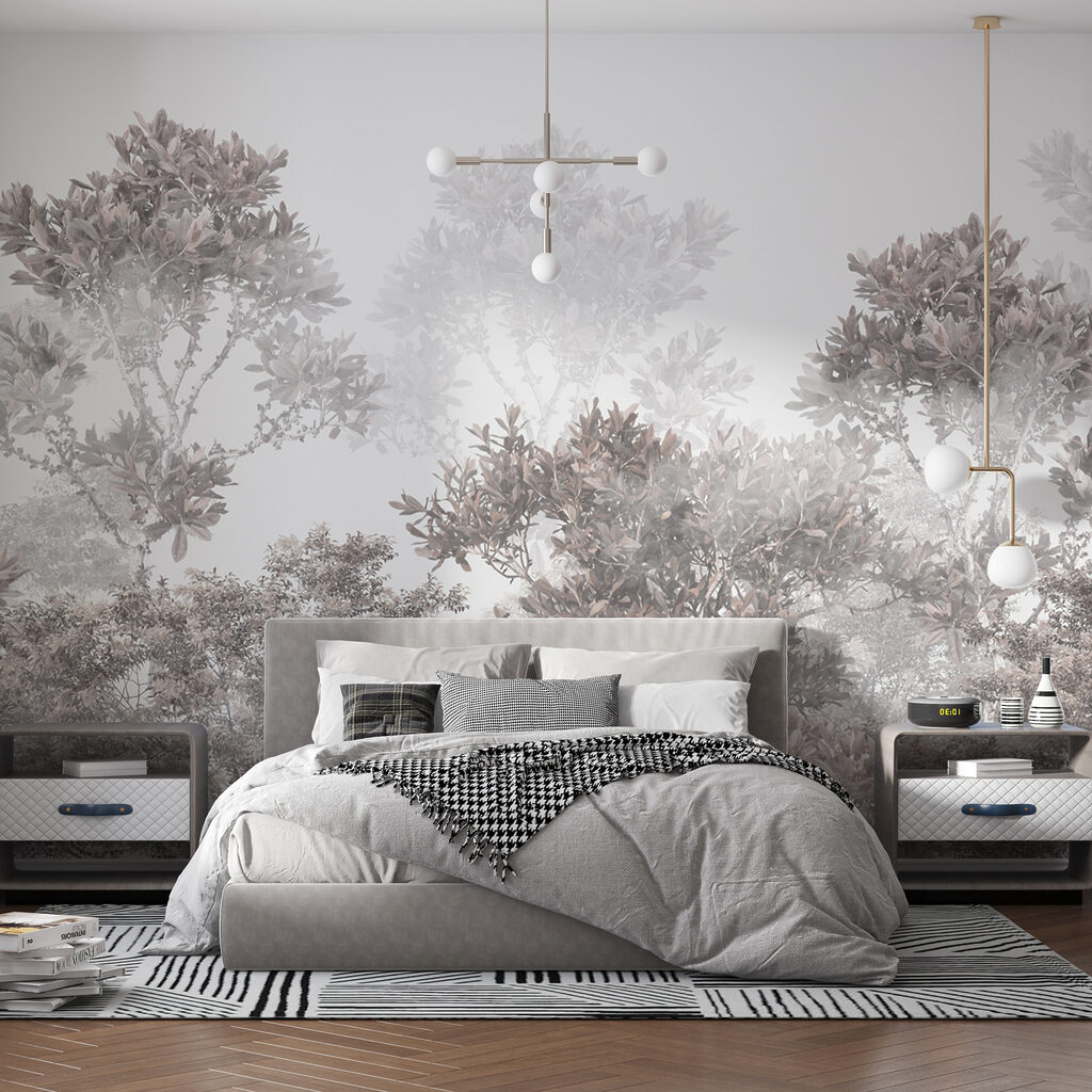 A group of trees with leaves A group of trees with leaves