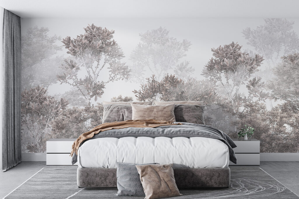 A group of trees with leaves A group of trees with leaves