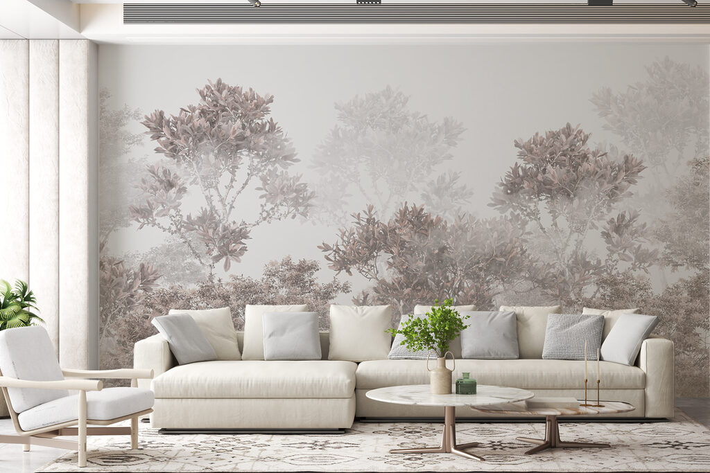 A group of trees with leaves A group of trees with leaves