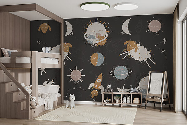A group of cartoon images of planets and stars A group of cartoon images of planets and stars