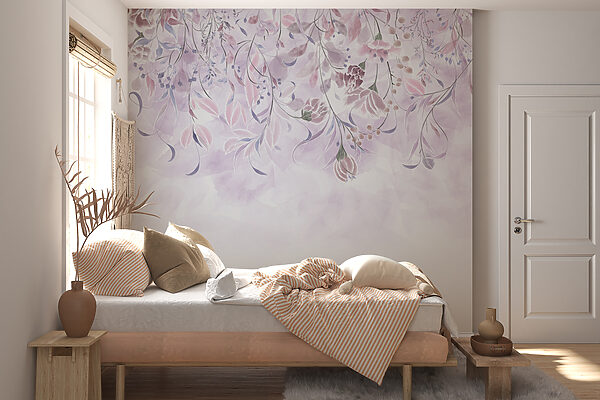 Wall mural Wall mural A purple and white floral design (SKU: w00072)