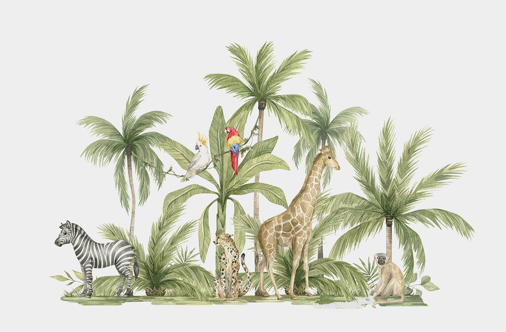 A group of animals in a jungle A group of animals in a jungle